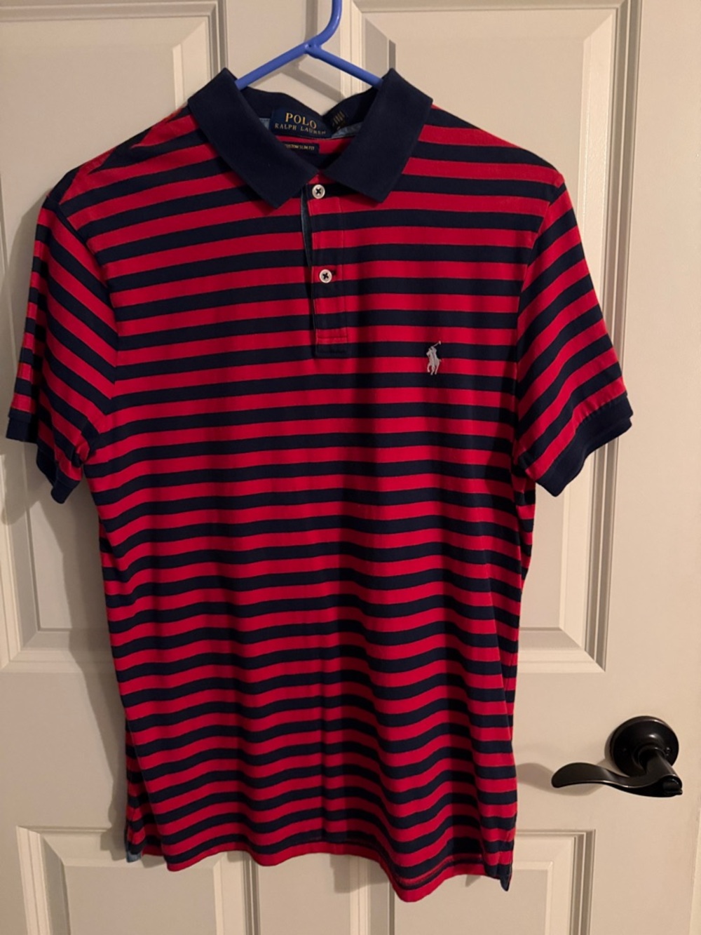 Polo by Ralph Lauren Red & Navy Striped Men’s Polo Shirt